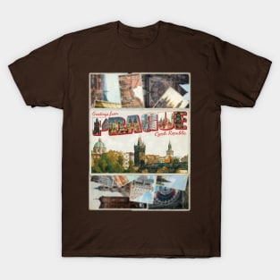 Greetings from Prague in Czech Republic Vintage style retro souvenir T-Shirt